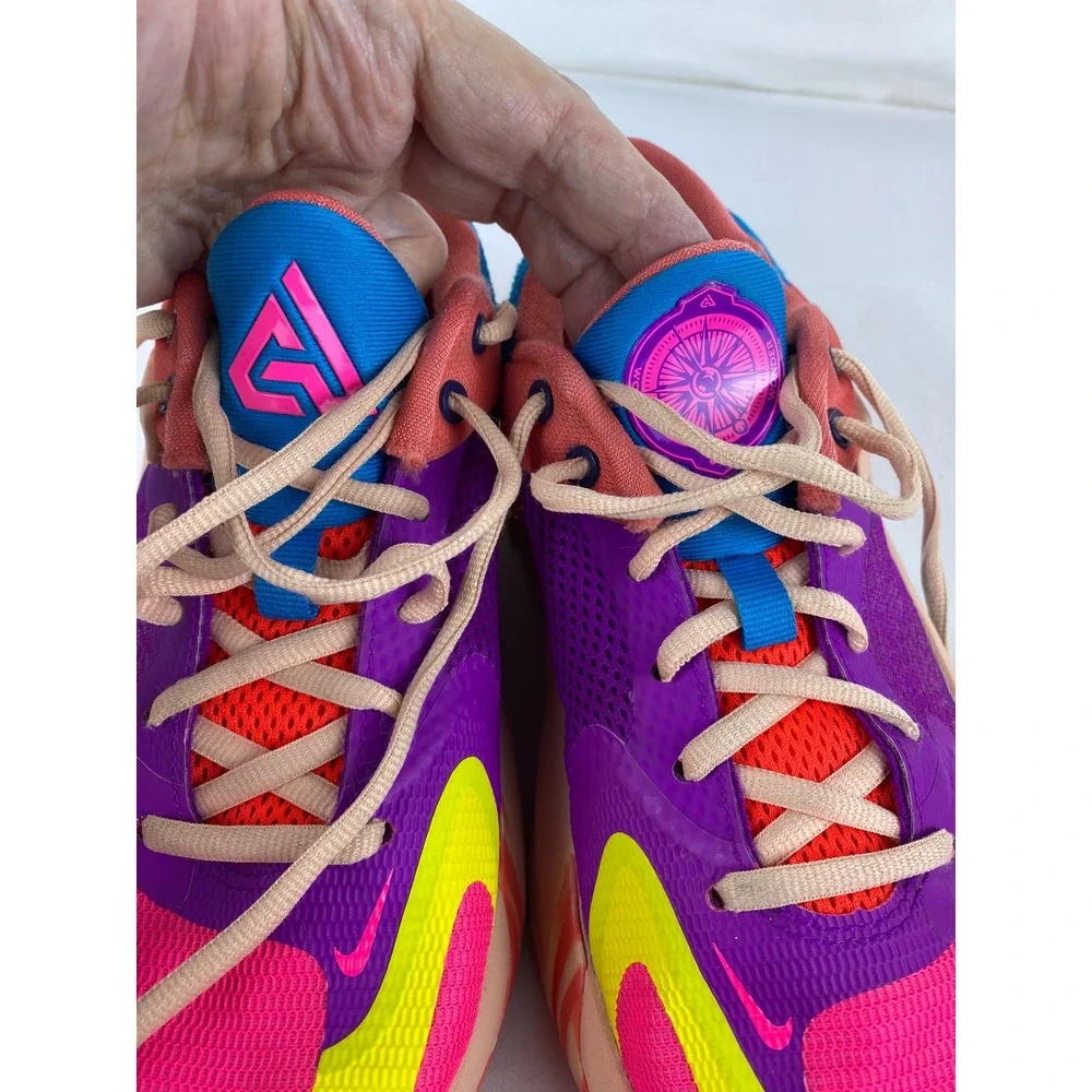 Nike Zoom Freak 4 Vivid Purple Pink Yellow GS DQ0553-500 5.5Y Kids Shoes